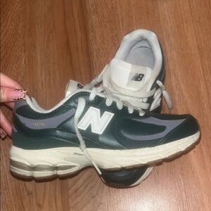 New Balance Green and White Sneakers